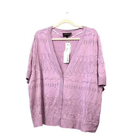 Lane Bryant Cardigan Sweater Classic Perfect Sleeve Button-Front Lilac Womens 26 - Picture 2 of 5